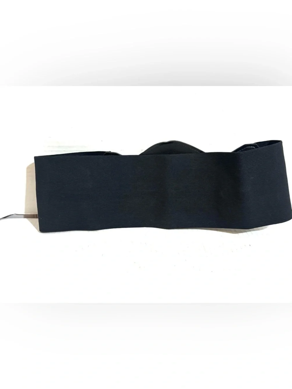 Vintage Black Elastic Belt with Gold Statement Buckle